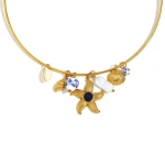 Κολιέ χρυσό ατσάλι τσοκερ με θαλάσσιες λεπτομέρειες-NE504