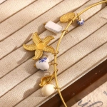 Κολιέ χρυσό ατσάλι τσοκερ με θαλάσσιες λεπτομέρειες-NE504 - Image 4