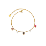 Βραχιόλι επιχρυσωμένο ατσάλι με μωβ και ροζ πέτρες-AN064