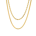 Κολιέ χρυσό ατσάλι διπλή αλυσίδα-NE518