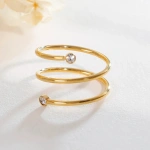 [NewProduct] - Δαχτυλίδι επιχρυσωμένο ατσάλι με zircon σπιραλ-R033 - Image 3