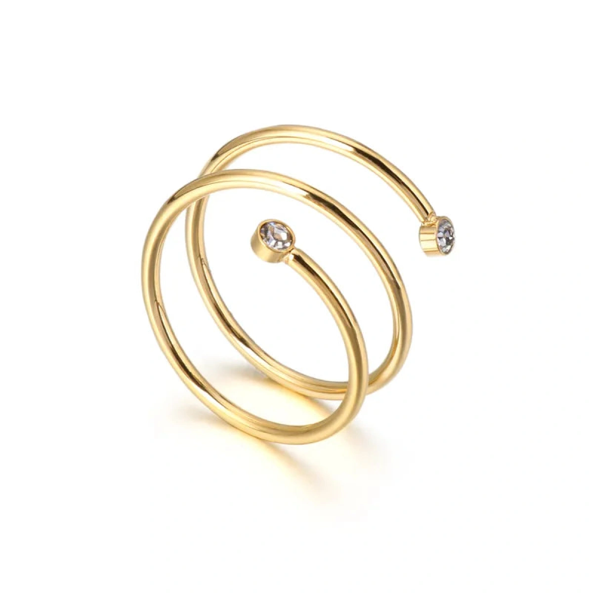 [NewProduct] - Δαχτυλίδι επιχρυσωμένο ατσάλι με zircon σπιραλ-R033 - Image 1