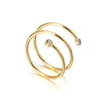 [NewProduct] - Δαχτυλίδι επιχρυσωμένο ατσάλι με zircon σπιραλ-R033