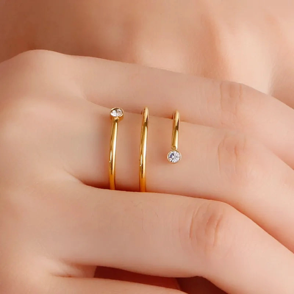 [NewProduct] - Δαχτυλίδι επιχρυσωμένο ατσάλι με zircon σπιραλ-R033 - Image 2