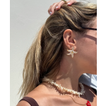 Σκουλαρίκια επιχρυσωμένο ατσάλι λευκοί αστερίες-EA412 - Image 3