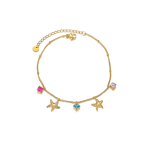 Βραχιόλι ποδιού επιχρυσωμένο ατσάλι με αστερίες και κρύσταλλους-AN052